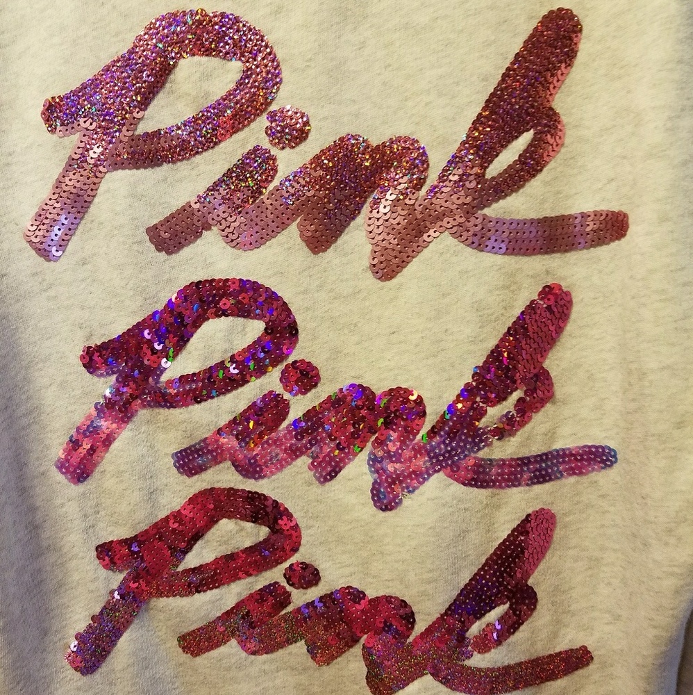 PINK vs sequin zipper sweatshirt with hood